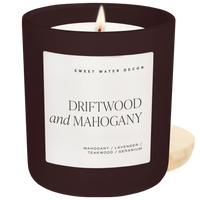 Driftwood and Mahogany 15 oz Soy Candle, Matte Jar